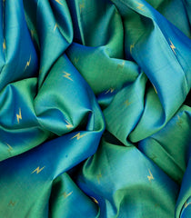 Cyan Silk Saree With Zari Buttas & Contrast Border-Cyan