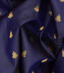 Navy Blue Silk Saree With Zari Buttas & Contrast Border-Navy Blue