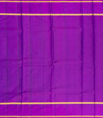 Blue Silk Saree With Zari Checks & Purple Border-Blue