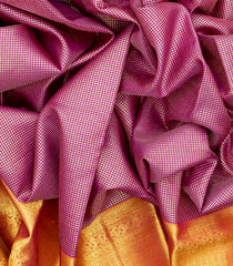 Pink Silk Saree With Zari Checks & Contrast Border-Pink