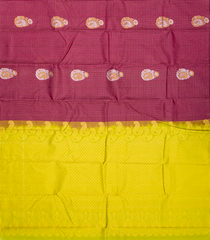 Crimson Silk Saree With Stripes & Buttas-Crimson