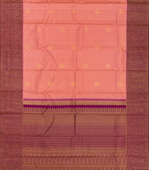 Peach Silk Saree With Zari Checks & Buttas-Peach