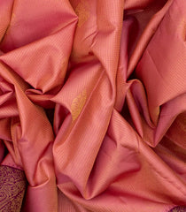 Peach Silk Saree With Zari Checks & Buttas-Peach