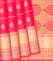 Pink Silk Saree With Zari Checks & Butta-Pink