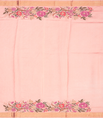 Baby Pink Raw Silk  Saree With Embroidered Floral Motifs-Baby Pink