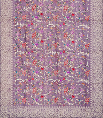 Lilac Organza Silk Saree With Meena Embroidered Motifs-Lilac