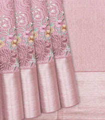 Dusty Pink Silk Saree With Embroidered Motifs-Dusty Pink