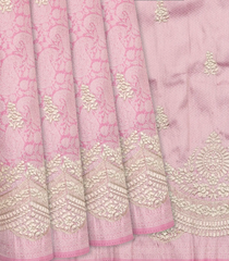 Pink Silk Saree With Embroidered Motifs-Pink