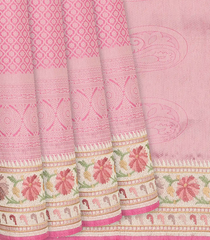 Pink Silk Saree With Embroidered Motifs-Pink