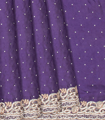 Lilac Woven Crepe Silk Saree With Embroidered Floral Motifs Border-Lilac