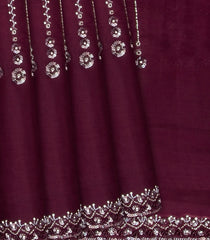 Burgundy Woven Viscose Saree With Embroidered Sequin Motifs-Burgundy