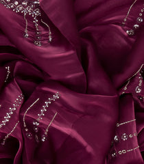 Burgundy Woven Viscose Saree With Embroidered Sequin Motifs-Burgundy