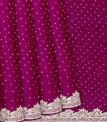 Burgundy Woven Crepe Silk Saree With Embroidered Floral Motifs Border-Burgundy