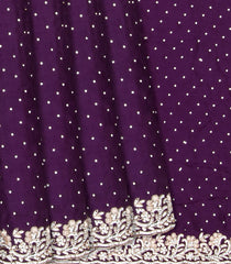 Dark Purple Woven Crepe Silk Saree With Embroidered Sequin Motifs-Purple