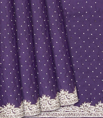 Lilac Woven Crepe Silk Saree With Embroidered Sequin Motifs-Lilac