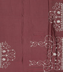 Maroon Woven Viscose Saree With Embroidered Floral Motifs-Maroon