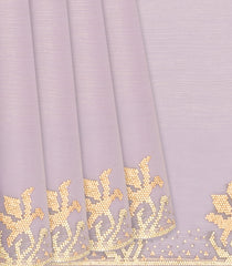 Lavender Blended Tissue Saree With Embroidered Motifs-Lavander