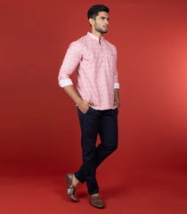 Baby Pink Short Kurta With Mandarin Collar-Baby Pink