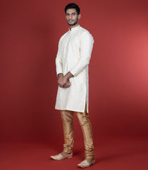 Cream Kurta With Gold Chudidar-Cream