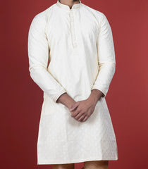 Cream Kurta With Gold Chudidar-Cream