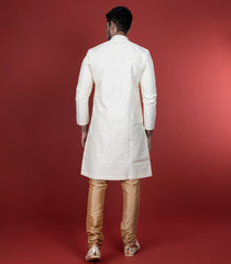 Cream Kurta With Gold Chudidar-Cream