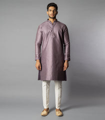 Twilight Mauve Kurta With Cream Straight Fit Pants-Mauve