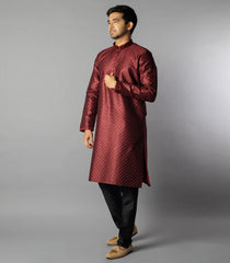 Maroon Kurta With Straight Fit Pants-Maroon