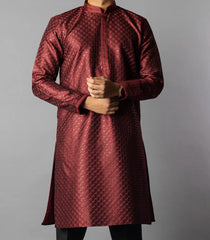 Maroon Kurta With Straight Fit Pants-Maroon