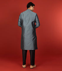 Grey Kurta With Sequin Embellishments Black Chudidar-Grey