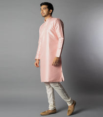 Baby Pink Kurta With White Chudidar-Baby Pink