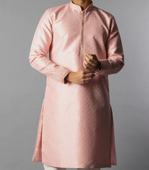 Baby Pink Kurta With White Chudidar-Baby Pink