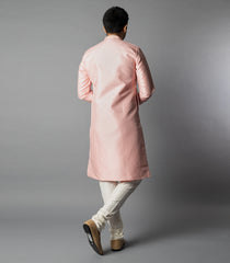 Baby Pink Kurta With White Chudidar-Baby Pink