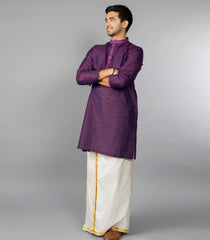 Royal Violet Kurta With Embroidered Placket-Violet