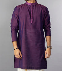 Royal Violet Kurta With Embroidered Placket-Violet