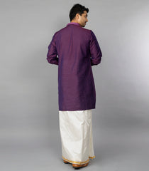 Royal Violet Kurta With Embroidered Placket-Violet