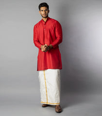 Solid True Red Kurta -Red