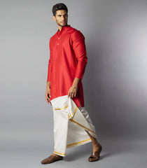 Solid True Red Kurta -Red