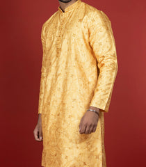 Sunshine Yellow Kurta With White Straight Fit Pants-Yellow