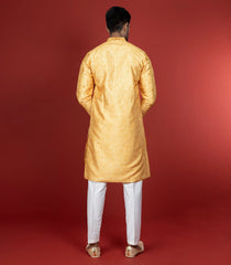 Sunshine Yellow Kurta With White Straight Fit Pants-Yellow