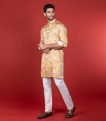 Green Floral Printed Kurta-Green