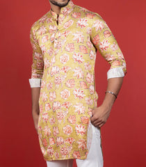 Green Floral Printed Kurta-Green