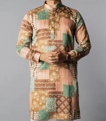 Multicolor Patch Printed Kurta-Multi colour