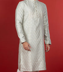 Ivory Kurta With Sequin Embellishment And White Chudidar-Ivory