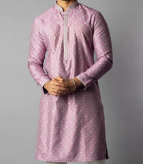 Mauve Orchid Kurta With White Straight Fit Pants-Mauve