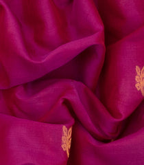 Pink Handloom Gadwal Silk Cotton Saree With Floral Butta & Red Border-Pink