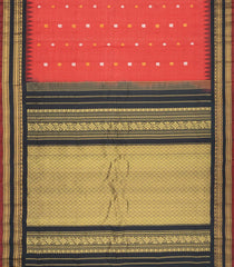 Peach Handloom Gadwal SICO Saree With Annam Buttas-Peach