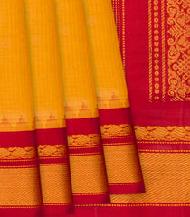 Sandal Handloom Gadwal SICO Saree With Checks & Contrast Border-Sandal