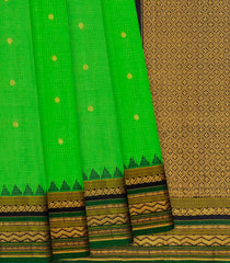 Neon Green Handloom Gadwal SICO Saree With Kamalam Motifs -Neon Green