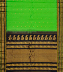 Neon Green Handloom Gadwal SICO Saree With Kamalam Motifs -Neon Green