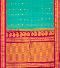 Aquamarine Handloom Gadwal SICO Saree With Chakaram Motifs -Aquamarine